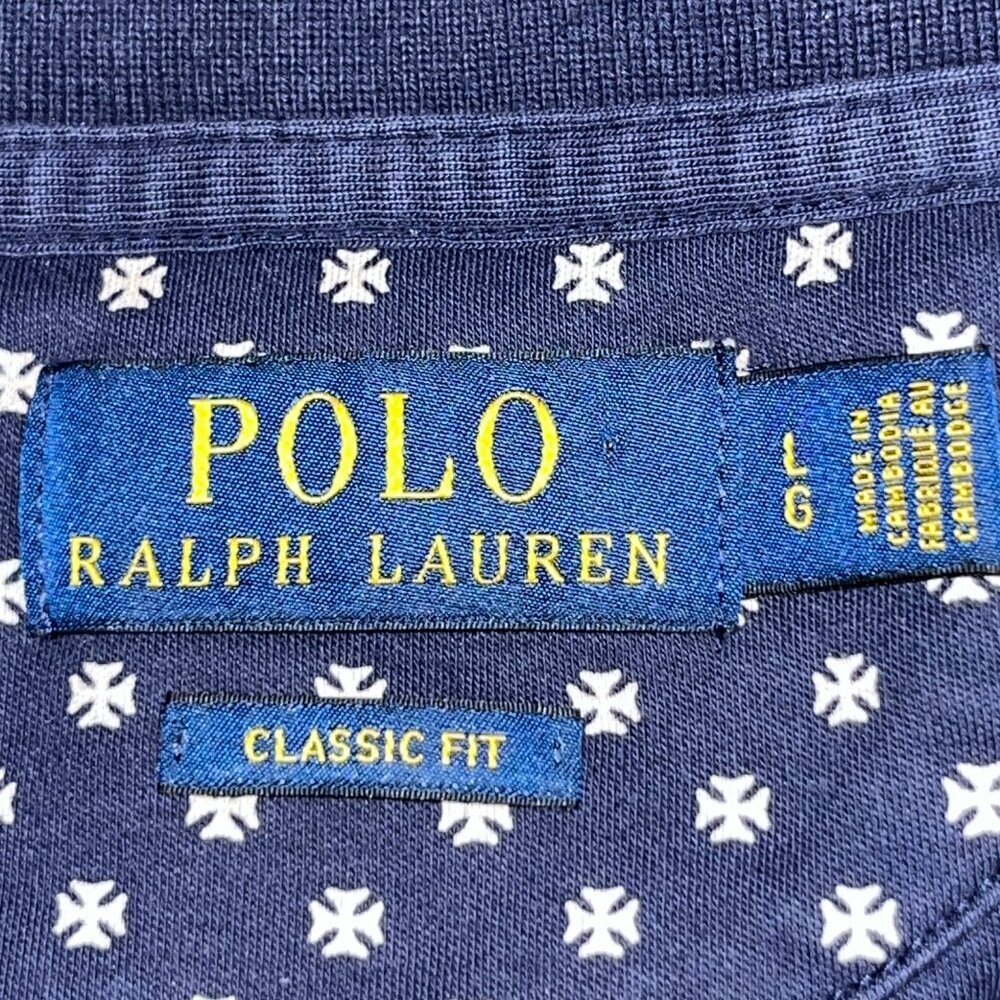 POLO RALPH LAUREN  Iron Cross Print Polo Shirt - EUC - Men's Large - Classic Fit - Picture 9 of 13
